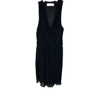 Amanda Uprichard Micro Pleated Silk Dress Size P XS Black Little Black Dress